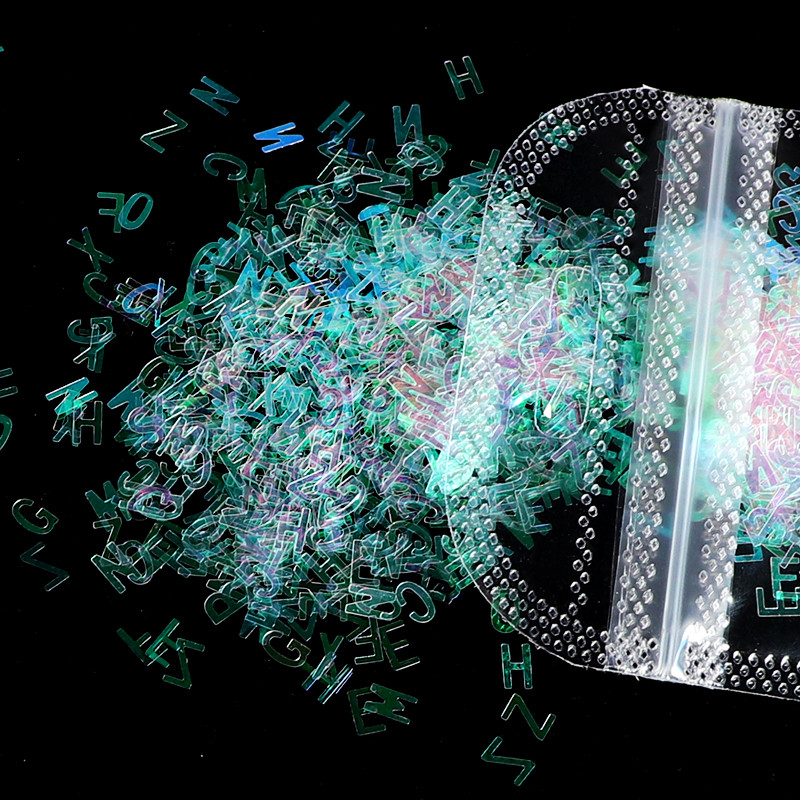 1 vrećica Svjetlucava paillette velika slova engleska slova šljokice za nokte holografske šljokice za nokte 3D ljuskice kriške umjetnički dodaci