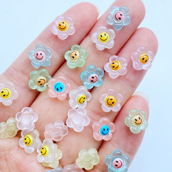 50 τμχ Cute Mini New Cute Luminous Sunflower Rhinestones Glitter Nail Art Κοσμήματα Μανικιούρ Διακοσμητικά νυχιών