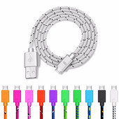Cablu micro USB împletit din nailon de 1 m, sincronizare de date, cabluri de încărcare USB pentru Samsung Huawei Xiaomi, telefon Android, încărcător rapid, încărcător USB
