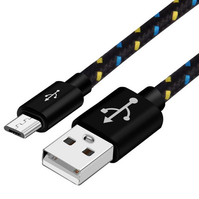 Cablu micro USB împletit din nailon de 1 m, sincronizare de date, cabluri de încărcare USB pentru Samsung Huawei Xiaomi, telefon Android, încărcător rapid, încărcător USB