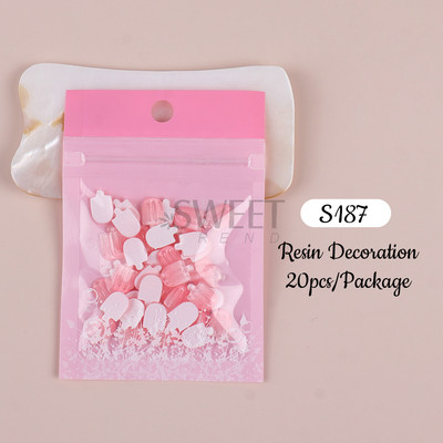 20vnt saldainių ledų nagų pakabukų dalys mielos rožinės spalvos ledinukų dervos papuošalai, saldūs vasariniai Kawaii dekoro akriliniai manikiūro priedai