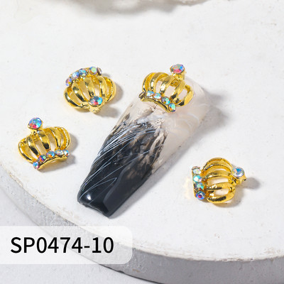 10 vnt. aukso sidabro karūnėlės nagų pakabukai, lydinys prabangus AB Kalnų krištolas, nagų dalys „pasidaryk pats“ nagų dailės dekoravimo priedai, reikmenys