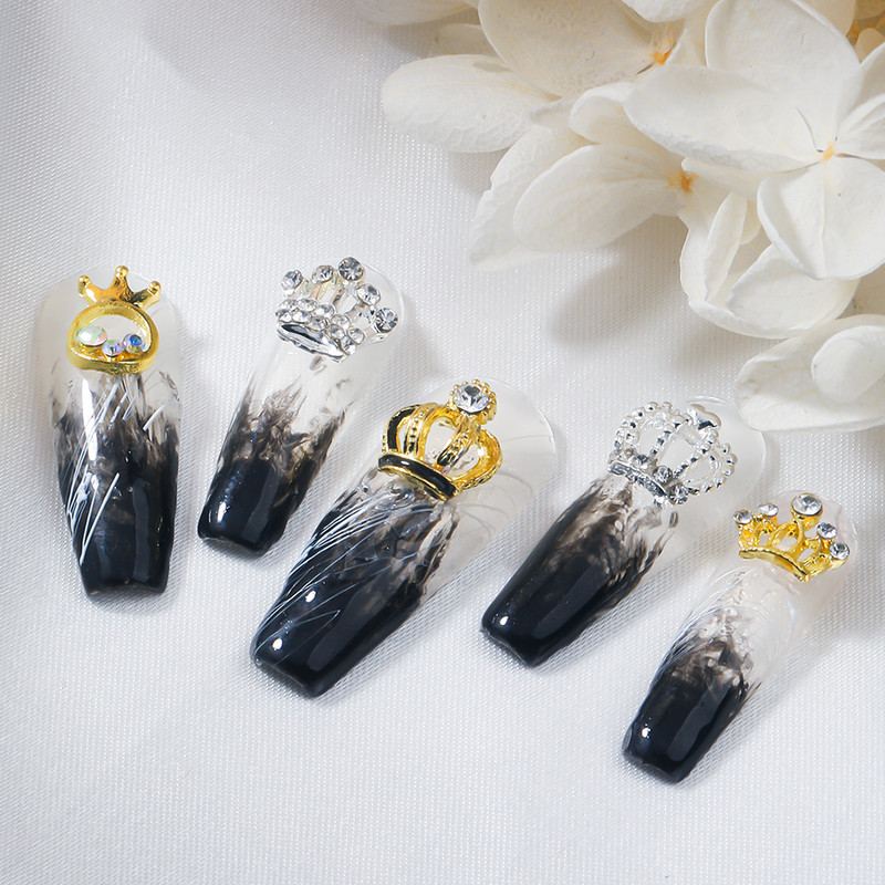 10 vnt. aukso sidabro karūnėlės nagų pakabukai, lydinys prabangus AB Kalnų krištolas, nagų dalys „pasidaryk pats“ nagų dailės dekoravimo priedai, reikmenys