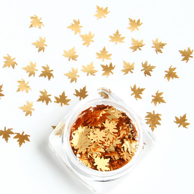 1 kutija Holografski javorovi listovi Nail Art Šljokice Narančasto Zlatno Crveni Tanki svjetlucavi Paillette listići Jesenska manikura Ukrasi za nokte