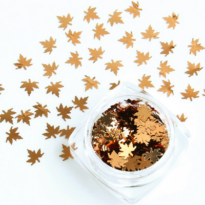 1 kutija Holografski javorovi listovi Nail Art Šljokice Narančasto Zlatno Crveni Tanki svjetlucavi Paillette listići Jesenska manikura Ukrasi za nokte