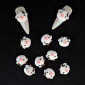 10 tk Vaigust lehma küünekunsti võlu 3D armsad loomad ükssarvik lehm küünekaunistus Kawaii DIY küünekunsti kaunistus 11x13MM
