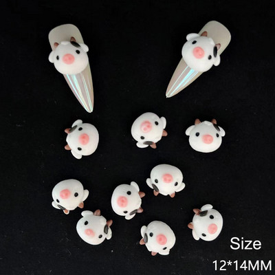 10 tk Vaigust lehma küünekunsti võlu 3D armsad loomad ükssarvik lehm küünekaunistus Kawaii DIY küünekunsti kaunistus 11x13MM