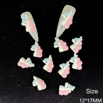 10 tk Vaigust lehma küünekunsti võlu 3D armsad loomad ükssarvik lehm küünekaunistus Kawaii DIY küünekunsti kaunistus 11x13MM