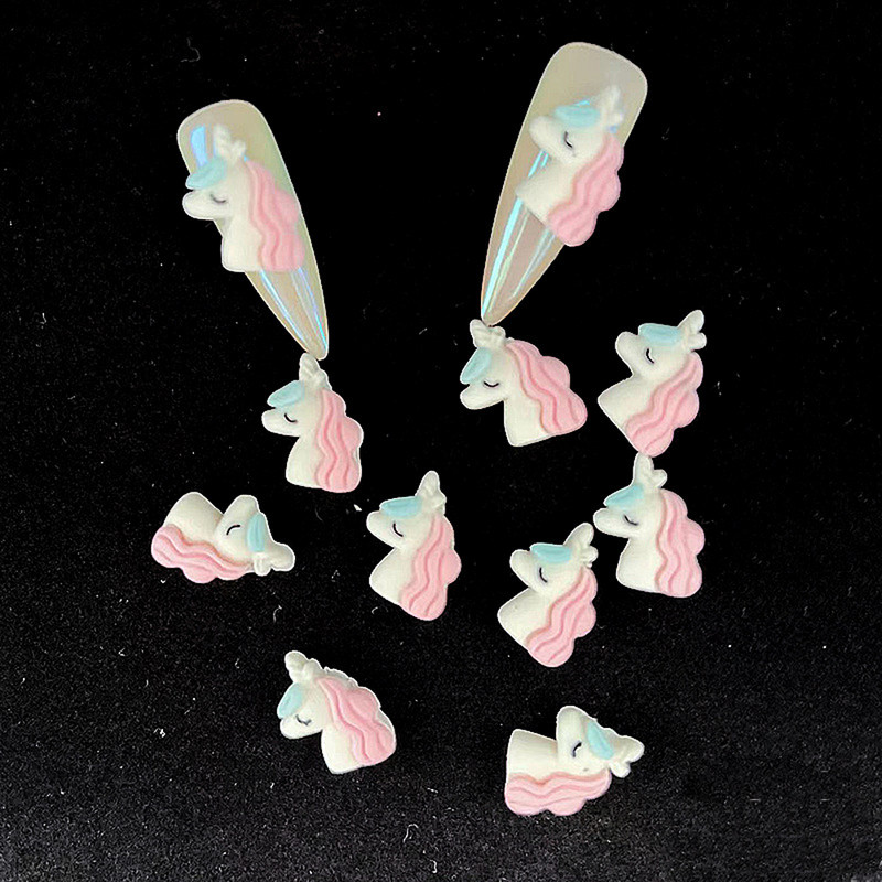 10 buc rășină Vaci Nail Art Charm 3D Animale minunate Unicorn Vaca Nail Decoration Kawaii DIY Nail Art Decor 11x13MM