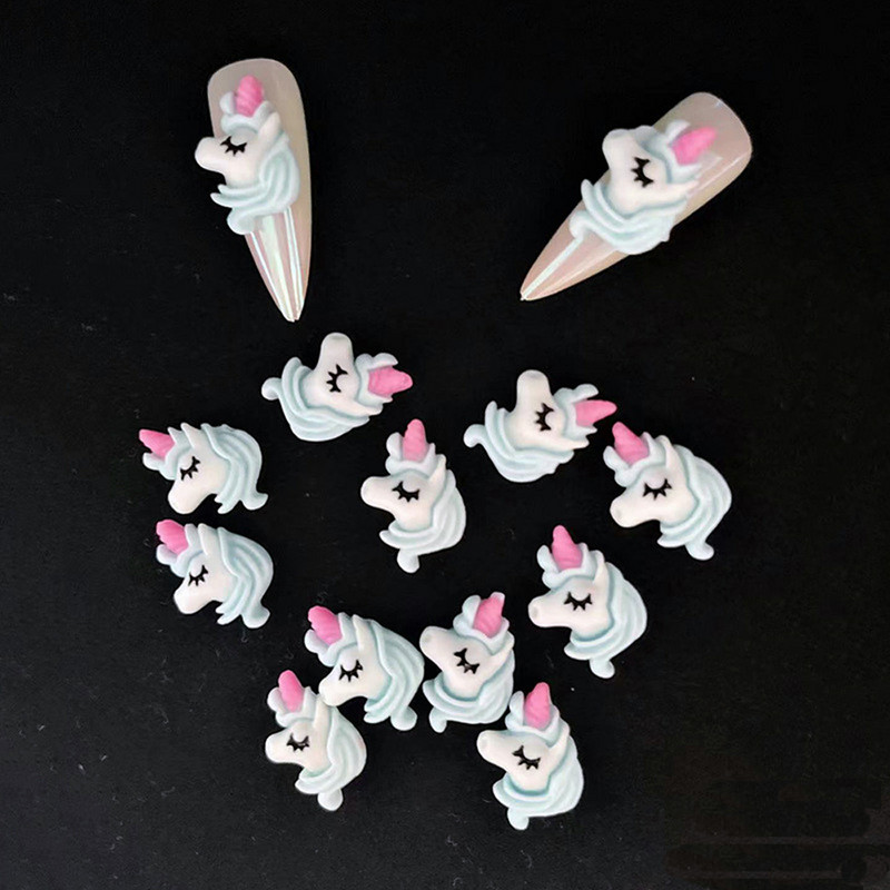10 buc rășină Vaci Nail Art Charm 3D Animale minunate Unicorn Vaca Nail Decoration Kawaii DIY Nail Art Decor 11x13MM