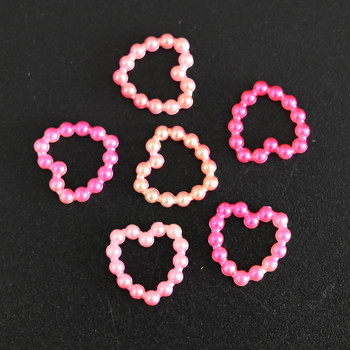 100 τμχ/τσάντα Korea Hollow Heart Pearl Nail Art Charms 11mm Κοσμήματα Αυτοκόλλητο Πέρλες Διακοσμήσεις Graduated Color For Nails Design A604