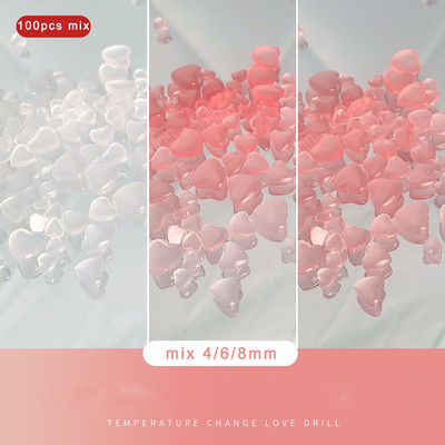 100 vnt. / Maišelis Korėjos tuščiaviduris širdies perlas, nagų dailės pakabukai 11 mm papuošalų lipdukai perlai Dekoracijos Graduuota spalva nagams Dizainas A604