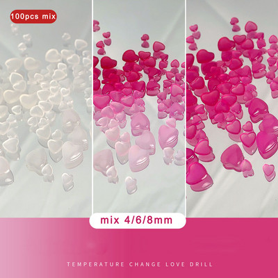 100 vnt. / Maišelis Korėjos tuščiaviduris širdies perlas, nagų dailės pakabukai 11 mm papuošalų lipdukai perlai Dekoracijos Graduuota spalva nagams Dizainas A604