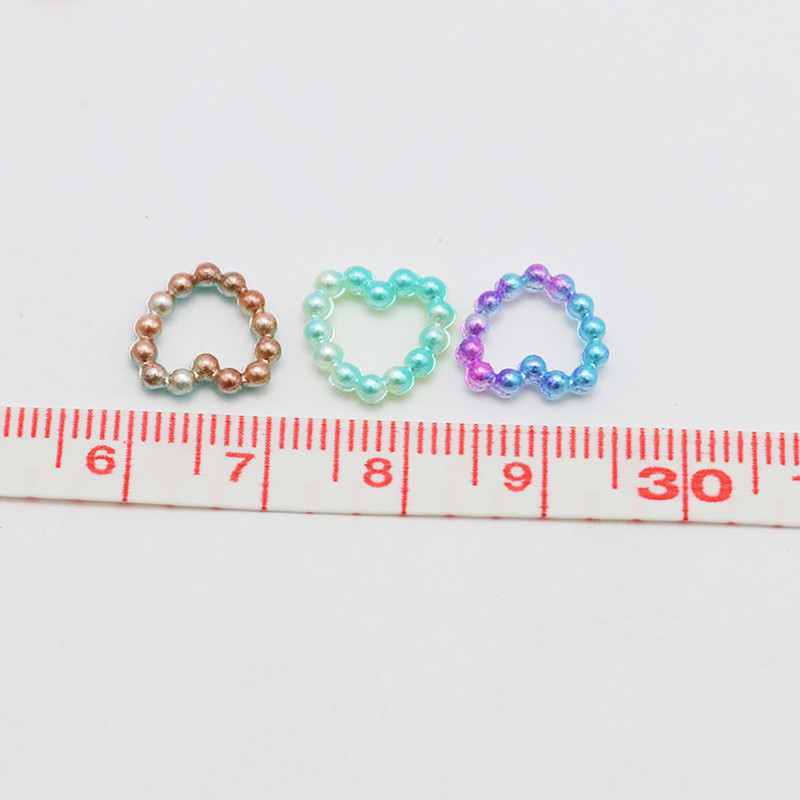 100 vnt. / Maišelis Korėjos tuščiaviduris širdies perlas, nagų dailės pakabukai 11 mm papuošalų lipdukai perlai Dekoracijos Graduuota spalva nagams Dizainas A604