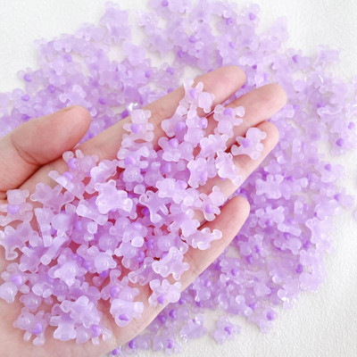 60 vnt. Skaidri želė Meilė Heart Bear Nagų pakabukai Kawaii Priedai 3D akriliniai nagai Dailės dekoravimo reikmenys Manikiūro medžiagos