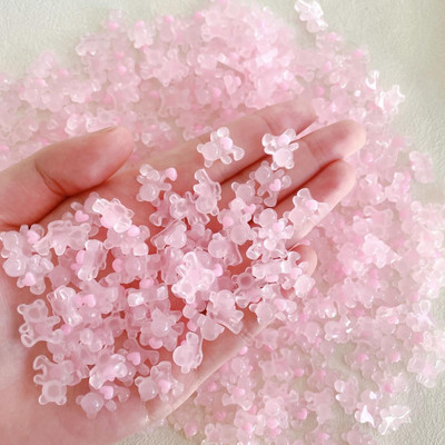 60 vnt. Skaidri želė Meilė Heart Bear Nagų pakabukai Kawaii Priedai 3D akriliniai nagai Dailės dekoravimo reikmenys Manikiūro medžiagos