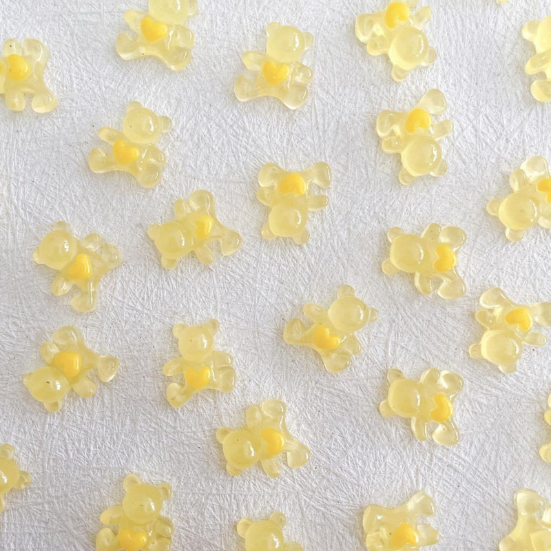 60 vnt. Skaidri želė Meilė Heart Bear Nagų pakabukai Kawaii Priedai 3D akriliniai nagai Dailės dekoravimo reikmenys Manikiūro medžiagos