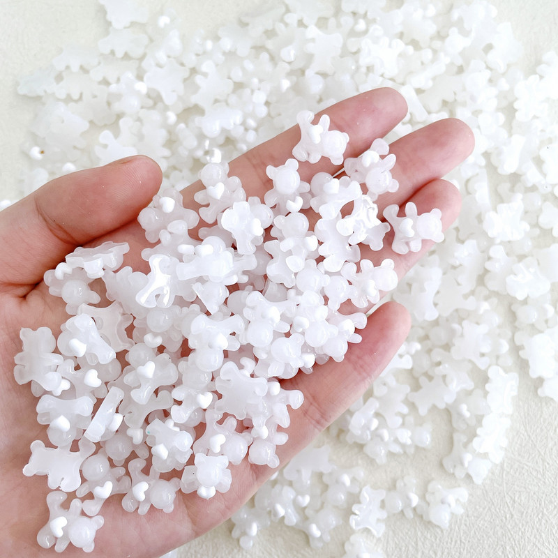 60 vnt. Skaidri želė Meilė Heart Bear Nagų pakabukai Kawaii Priedai 3D akriliniai nagai Dailės dekoravimo reikmenys Manikiūro medžiagos