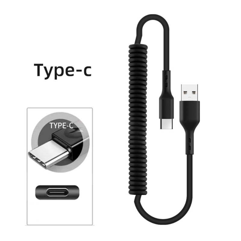 Cablu USB C flexibil de 66W 5A Cablu de încărcare rapidă cu arc pentru mașină pentru acasă, călătorii