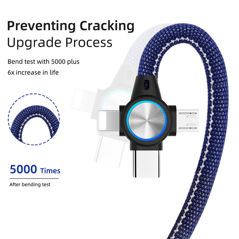 3-ühes USB-kaabel mobiiltelefoni jaoks Mikro-USB-tüüpi C 8-kontaktiline laadijakaabel iPhone 13 12 XS laadimiskaabel Mikro-USB-laadija juhe