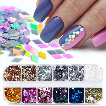 Холографски блестящи ромбовидни пайети за дизайн на нокти Блестяща форма на диамант Paillette Flakes Декорации за нокти Аксесоари
