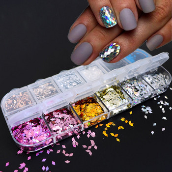 Холографски блестящи ромбовидни пайети за дизайн на нокти Блестяща форма на диамант Paillette Flakes Декорации за нокти Аксесоари