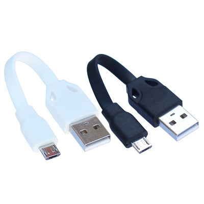 Две части Micro USB 10 см къс кабел Мек плосък TPE кабел за данни и кабел за зареждане Кабел за синхронизирано зареждане