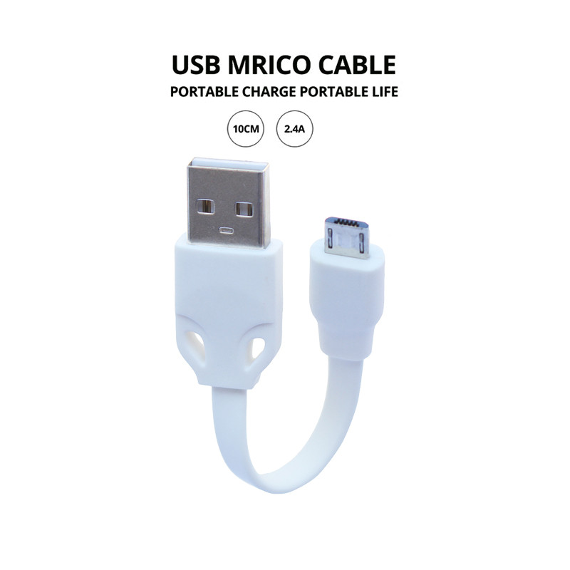 Două bucăți Micro USB Cablu scurt de 10 cm Cablu de date și de încărcare TPE plat moale pentru încărcare sincronizată