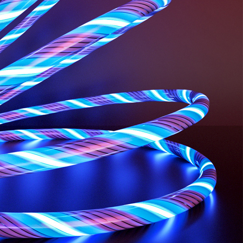 Cablu USB cu lumină curgătoare LED 3in1 pentru iPhone 14 13 Pro Max tip C Cablu de încărcare micro USB de mare viteză pentru cablu de date Samsung Xiaomi