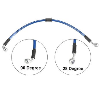 Motoforti Универсален 40 см мотоциклетен спирачен съединител Маслен маркуч Тръбопроводна тръба Син хидравличен подсилен плетен маркуч от неръждаема стомана