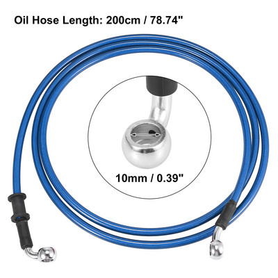 Motoforti Universal 40cm Motocicletă Frână Ambreiaj Ulei Furtun Furtun Linie Albastru Hidraulic Armat Furtun împletit din oțel inoxidabil
