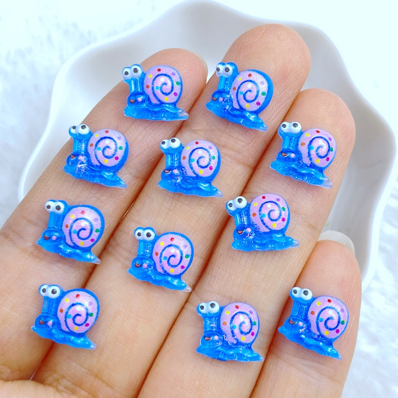 50 komada novih slatkih mini crtanih životinja puževa za nokte sa kamenčićima draguljima sa svjetlucavim ukrasima za nokte Nakit za manikuru Dodaci za ukrašavanje noktiju