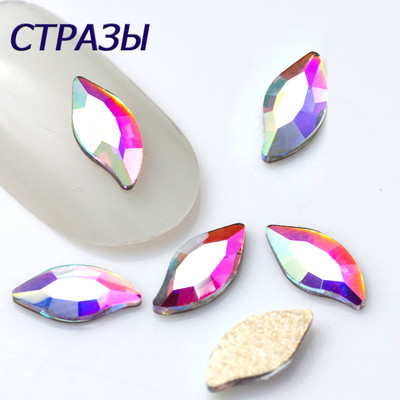 20 buc. AB, forme diferite, nail art, strass, bijuterii, strass, toate dimensiunile, pietre de sticlă cu spate plat pentru decorarea 3D a unghiilor