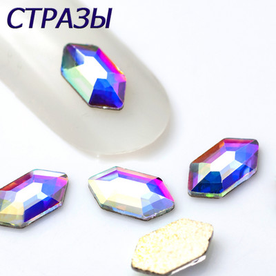 20 buc. AB, forme diferite, nail art, strass, bijuterii, strass, toate dimensiunile, pietre de sticlă cu spate plat pentru decorarea 3D a unghiilor