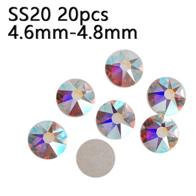 20 buc. AB, forme diferite, nail art, strass, bijuterii, strass, toate dimensiunile, pietre de sticlă cu spate plat pentru decorarea 3D a unghiilor