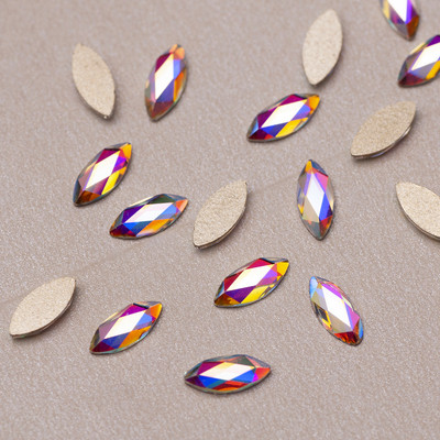 20 buc. AB, forme diferite, nail art, strass, bijuterii, strass, toate dimensiunile, pietre de sticlă cu spate plat pentru decorarea 3D a unghiilor