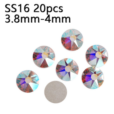 20 buc. AB, forme diferite, nail art, strass, bijuterii, strass, toate dimensiunile, pietre de sticlă cu spate plat pentru decorarea 3D a unghiilor