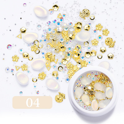 3D ukrasi za nokte u obliku srca Rhinestone Morske školjke Metalni klinovi miješani kristalni kamen Alat za manikuru Dodaci DIY dizajn noktiju