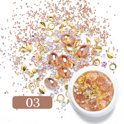 3D ukrasi za nokte u obliku srca Rhinestone Morske školjke Metalni klinovi miješani kristalni kamen Alat za manikuru Dodaci DIY dizajn noktiju