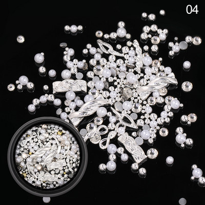 3D ukrasi za nokte u obliku srca Rhinestone Morske školjke Metalni klinovi miješani kristalni kamen Alat za manikuru Dodaci DIY dizajn noktiju