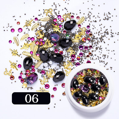 3D ukrasi za nokte u obliku srca Rhinestone Morske školjke Metalni klinovi miješani kristalni kamen Alat za manikuru Dodaci DIY dizajn noktiju