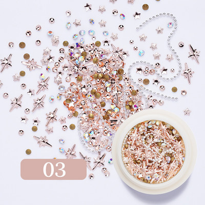 3D ukrasi za nokte u obliku srca Rhinestone Morske školjke Metalni klinovi miješani kristalni kamen Alat za manikuru Dodaci DIY dizajn noktiju