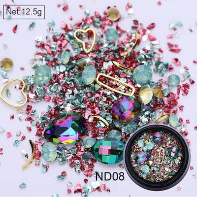 3D ukrasi za nokte u obliku srca Rhinestone Morske školjke Metalni klinovi miješani kristalni kamen Alat za manikuru Dodaci DIY dizajn noktiju