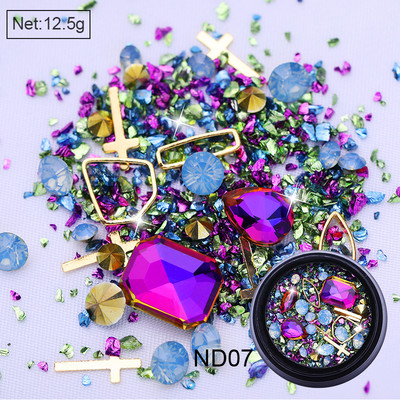 3D ukrasi za nokte u obliku srca Rhinestone Morske školjke Metalni klinovi miješani kristalni kamen Alat za manikuru Dodaci DIY dizajn noktiju