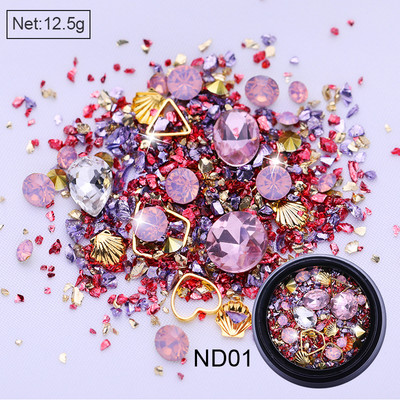 3D ukrasi za nokte u obliku srca Rhinestone Morske školjke Metalni klinovi miješani kristalni kamen Alat za manikuru Dodaci DIY dizajn noktiju