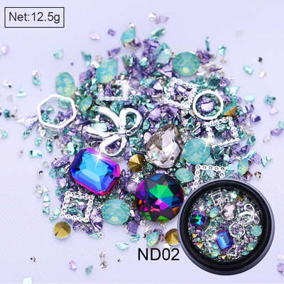 3D ukrasi za nokte u obliku srca Rhinestone Morske školjke Metalni klinovi miješani kristalni kamen Alat za manikuru Dodaci DIY dizajn noktiju