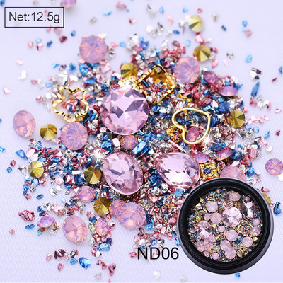 3D ukrasi za nokte u obliku srca Rhinestone Morske školjke Metalni klinovi miješani kristalni kamen Alat za manikuru Dodaci DIY dizajn noktiju