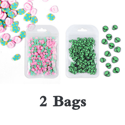 10G Green Alien Nail Art Naljepnice Klizači Uskrsni ukrasi Kriške Meka polimerska glina DIY 3D Nail Charm pribor za manikuru Savjeti