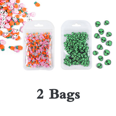 10G Green Alien Nail Art Naljepnice Klizači Uskrsni ukrasi Kriške Meka polimerska glina DIY 3D Nail Charm pribor za manikuru Savjeti