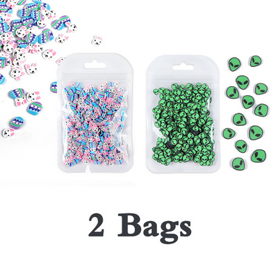 10G Green Alien Nail Art Naljepnice Klizači Uskrsni ukrasi Kriške Meka polimerska glina DIY 3D Nail Charm pribor za manikuru Savjeti